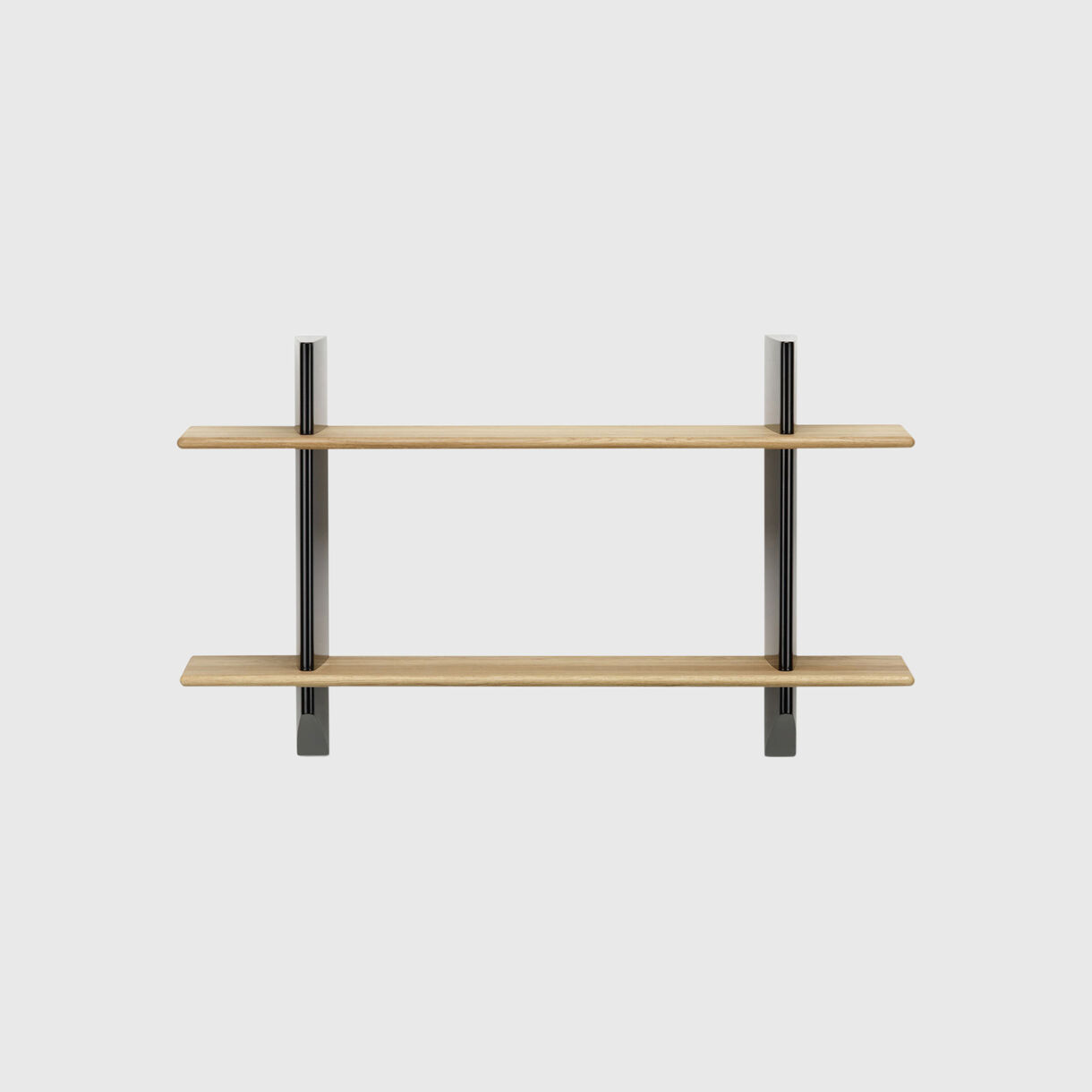 Rayonnage Mural Bookcase, Deep Black, Natural Oak